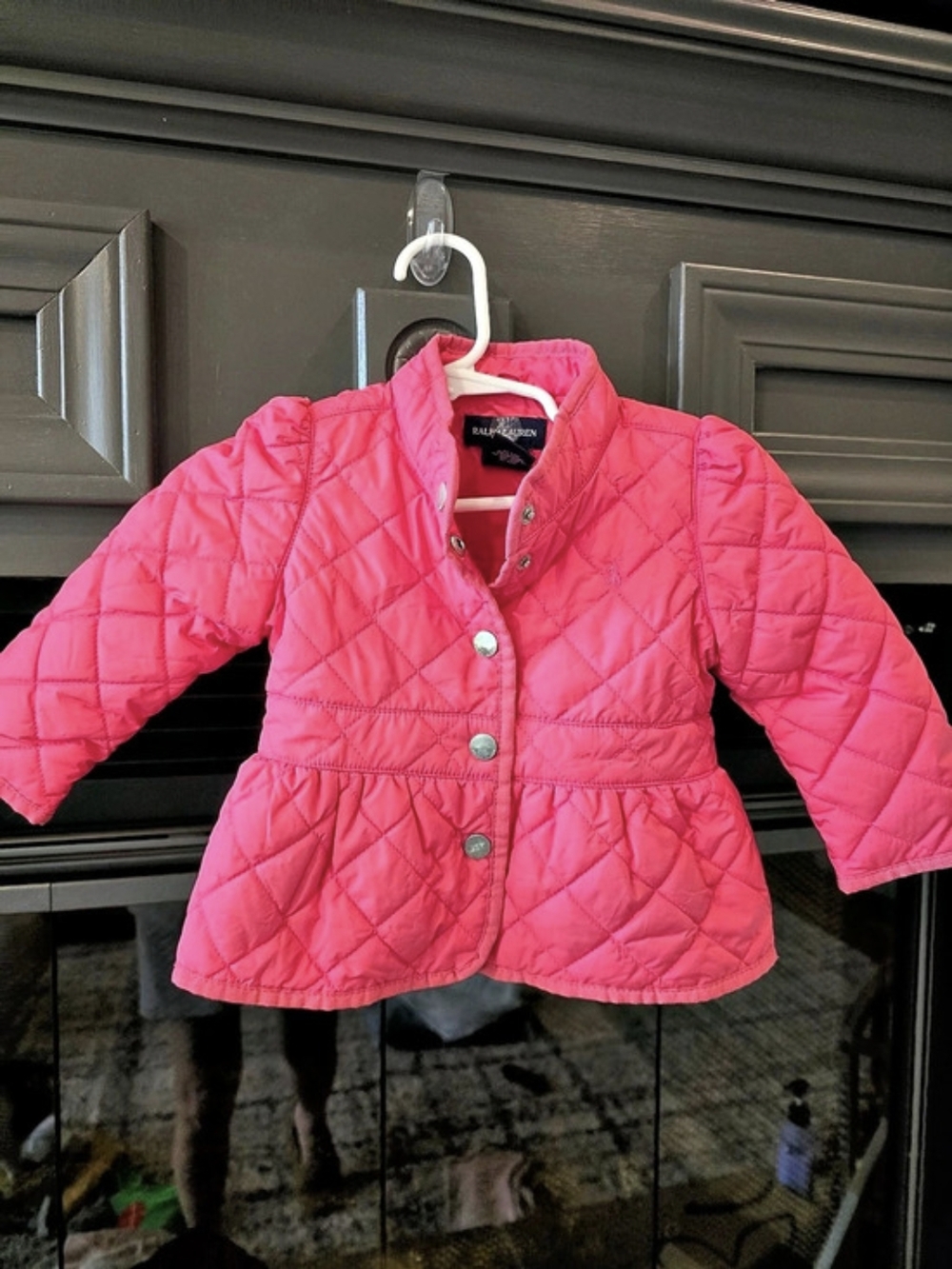 Ralph Lauren Baby Girls Quilted Peplum Jacket Pink 9M